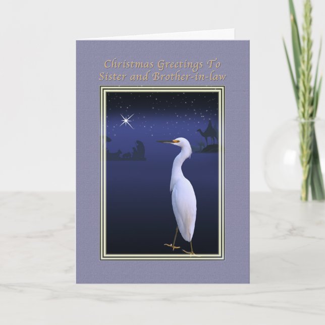 Tarjeta Festiva Navidades, hermana y cuñado, religioso (Anverso)