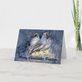 Tarjeta Festiva Navidades Hermano California Quail Bird Naturaleza