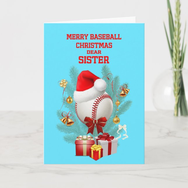 Tarjeta Festiva Navidades hermanos Béisbol (Anverso)