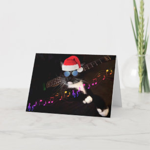 Tarjeta Festiva Navidades Hip Santa Cat