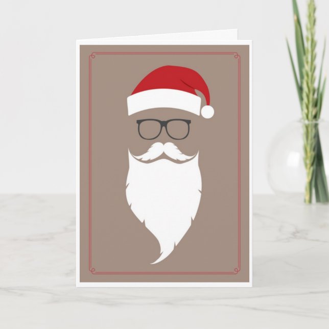 Tarjeta Festiva Navidades - Hipster Santa (Anverso)