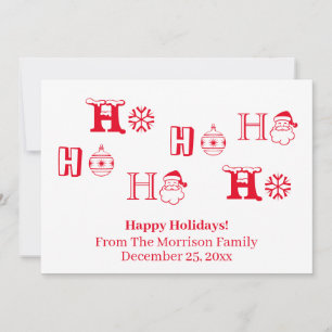 Tarjeta Festiva Navidades Ho Ho Ho Ho Ho nombre de costumbre rojo
