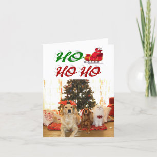 Tarjeta Festiva Navidades Ho Ho Ho Santa Sleigh foto guiada