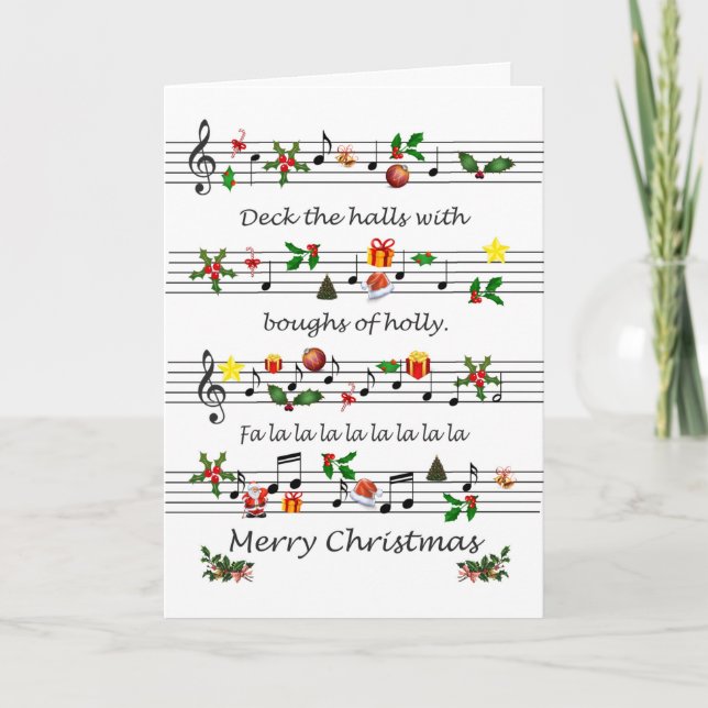 Tarjeta Festiva Navidades Hoja Cubierta De Música Los Halls Tarjet (Anverso)
