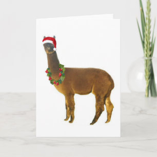 Tarjeta Festiva Navidades Holiday Alpaca