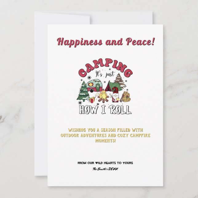 Tarjeta Festiva Navidades Holiday Camper Trailer Aventura al aire  (Anverso)