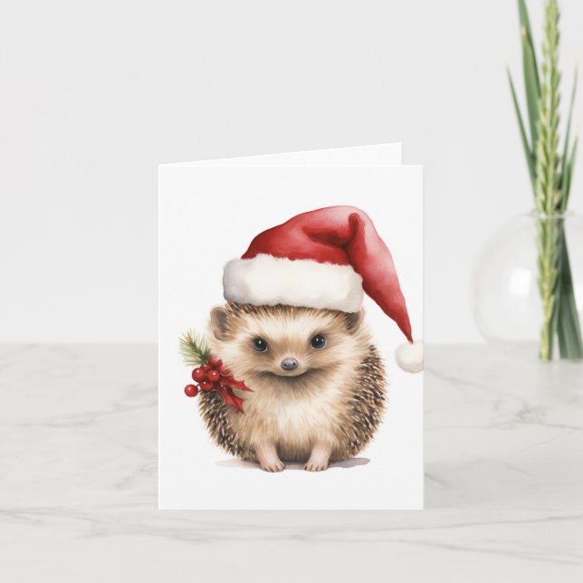 Tarjeta Festiva Navidades Holiday Hedgehog (Anverso)
