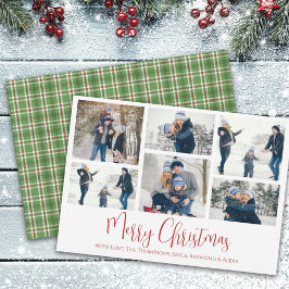Tarjeta Festiva Navidades Holiday Multi 6 Photo Rustic Green Plaid