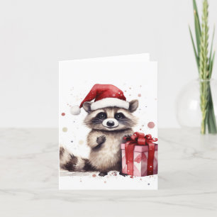 Tarjeta Festiva Navidades Holiday Raccoon
