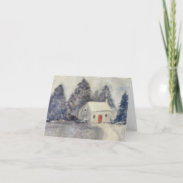 Tarjeta Festiva Navidades Holiday Snowy Cottage