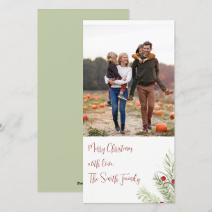 Tarjeta Festiva Navidades Holiday Watercolor Pine Red Berries