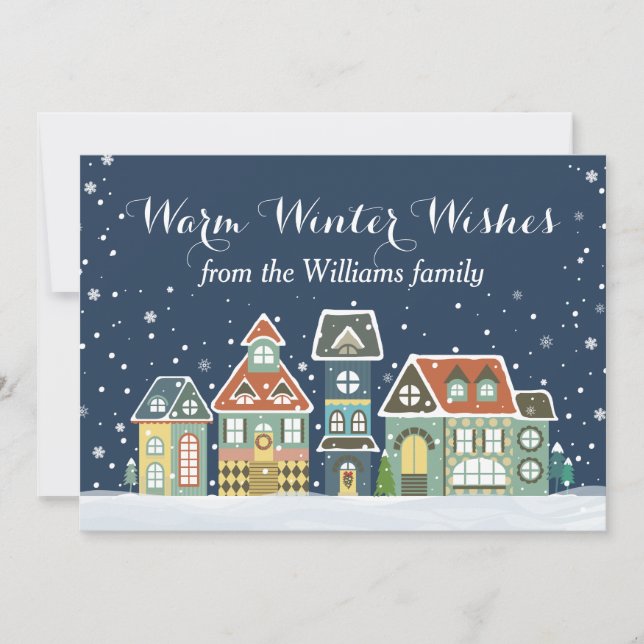 Tarjeta Festiva Navidades Holiday Winter Village (Anverso)