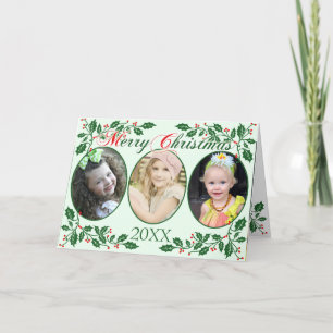 Tarjeta Festiva Navidades Holly Berries Personalizado Foto