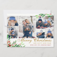 Navidades Holly Berry 6 Saludo de Collage de fotos