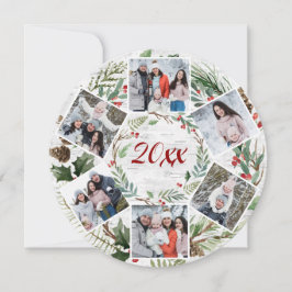 Tarjeta Festiva Navidades Holly Berry Birch Bark 6 Saludo FOTOGRÁF