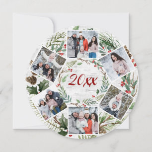 Tarjeta Festiva Navidades Holly Berry Birch Bark 6 Saludo FOTOGRÁF