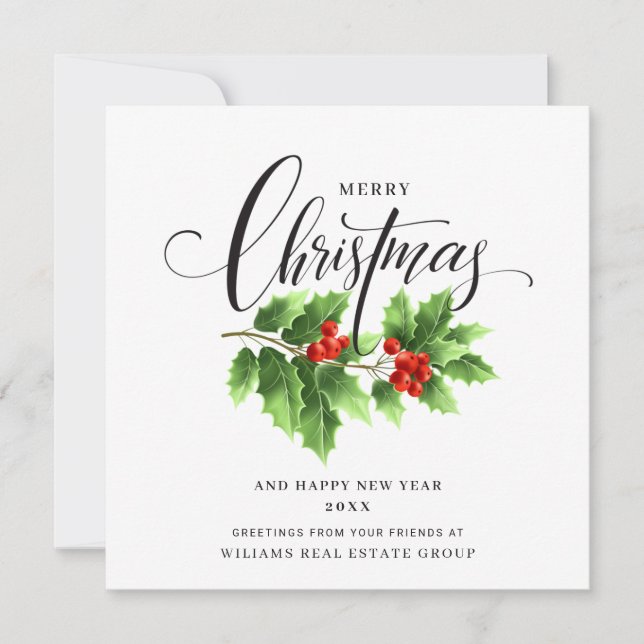 Tarjeta Festiva Navidades Holly Berry Branch Corporate Greeting Ho (Anverso)