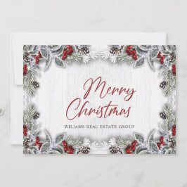 Tarjeta Festiva Navidades Holly Berry Corporate Rustic Greeting