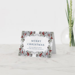 Tarjeta Festiva Navidades Holly Berry Corporate Rustic Greeting