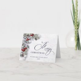 Tarjeta Festiva Navidades Holly Berry Rustic Corporate Greeting