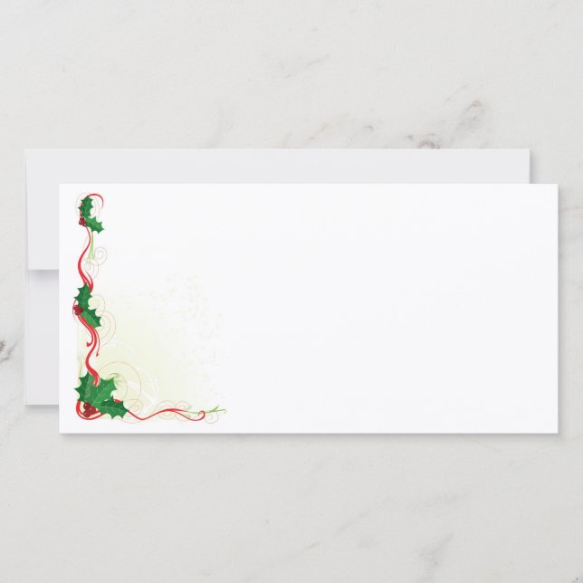 Tarjeta Festiva Navidades Holly Border (Anverso)