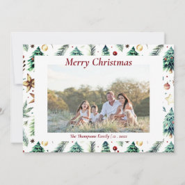 Tarjeta Festiva Navidades Holly Botanical Greeneration Photo White
