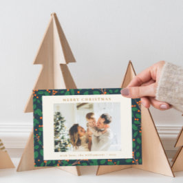 Tarjeta Festiva Navidades Holly Botanical Greeneration Two Photo N