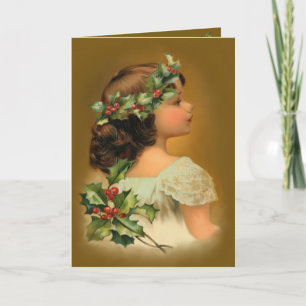 Tarjeta Festiva Navidades Holly Chica