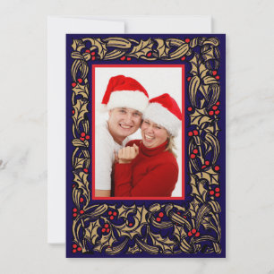 Tarjeta Festiva Navidades Holly con foto de la frontera de las Ber