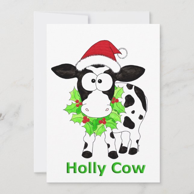 Tarjeta Festiva Navidades Holly Cow (Anverso)