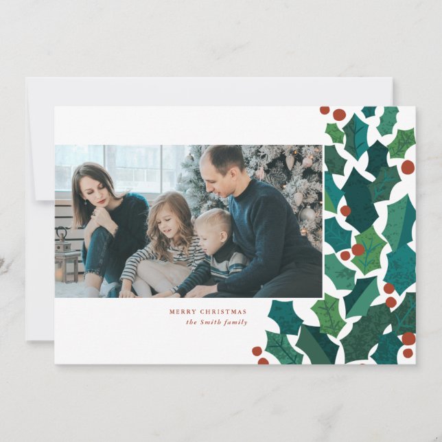 Tarjeta Festiva Navidades Holly Spray (Anverso)