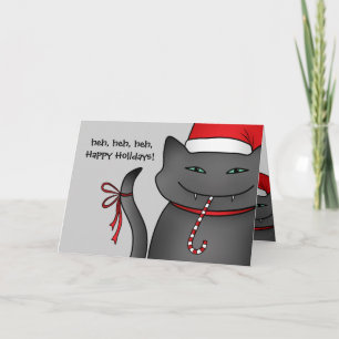 Tarjeta Festiva Navidades honestos gatitos Felices fiestas grises