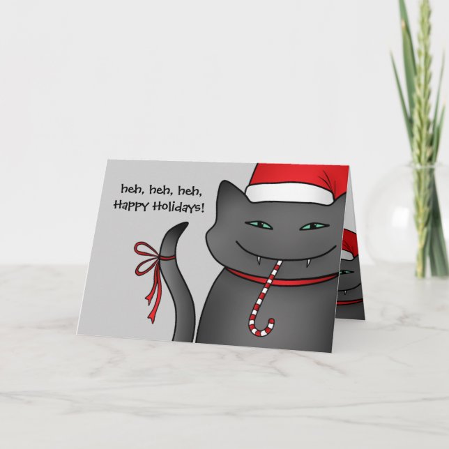 Tarjeta Festiva Navidades honestos gatitos Felices fiestas grises (Anverso)
