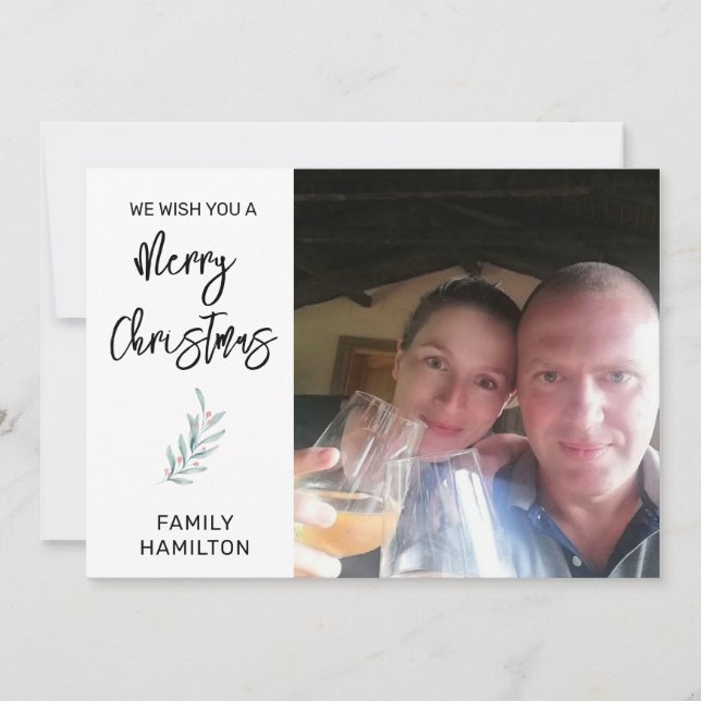 Tarjeta Festiva Navidades horizontales fotográficos planos (Anverso)