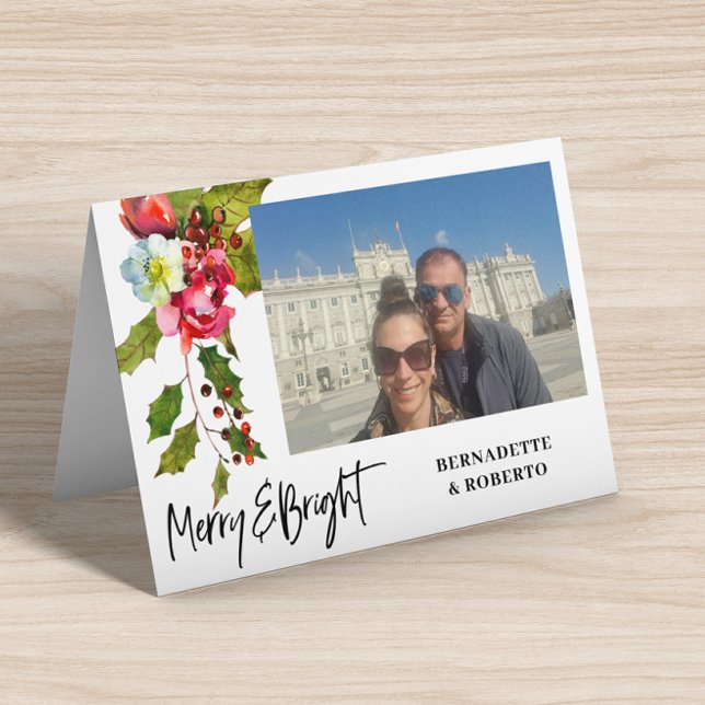 Tarjeta Festiva Navidades horizontales fotográficos planos (Subido por el creador)