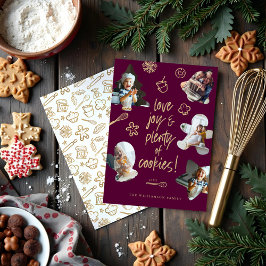 Tarjeta Festiva Navidades horneando marco de foto de la familia Cu