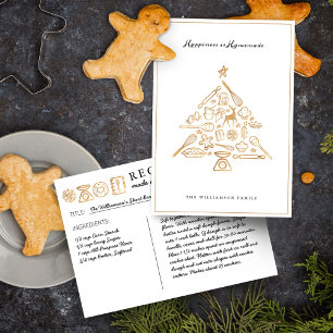 Tarjeta Festiva Navidades horneando una receta de oro y familia bl