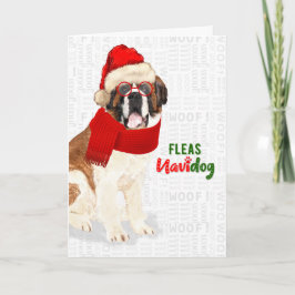 Tarjeta Festiva Navidades Huelgas de perro de San Bernardo NaviDOG
