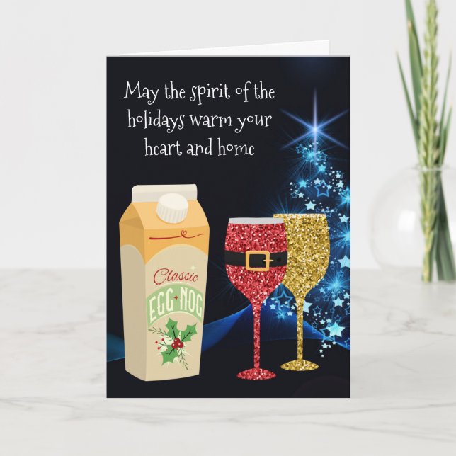 Tarjeta Festiva Navidades huevo de espíritu y goblets de Navidades (Anverso)