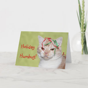 Tarjeta Festiva Navidades Humbug cat