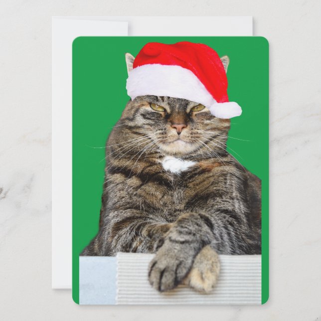 Tarjeta Festiva Navidades Humbug Foto con Santa Hat (Anverso)