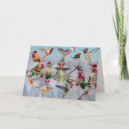 Tarjeta Festiva Navidades Hummingbirds