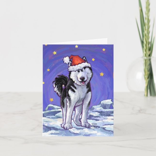 Tarjeta Festiva Navidades Husky (Anverso)