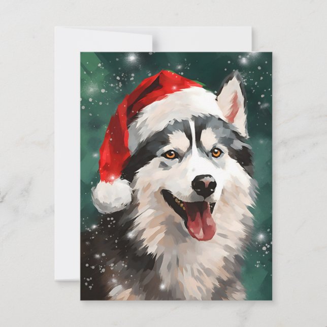 Tarjeta Festiva Navidades Husky pinchan arte (Anverso)