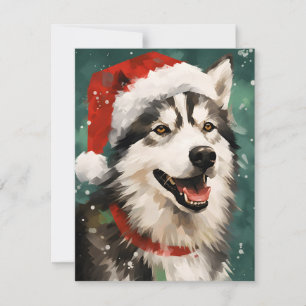 Tarjeta Festiva Navidades Husky pinchan arte