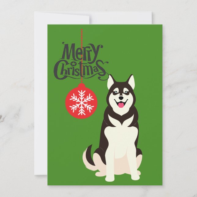 Tarjeta Festiva Navidades Husky Siberiano (Anverso)