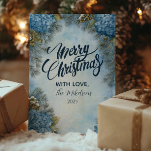 Tarjeta Festiva Navidades Hydrangea Pine Cones