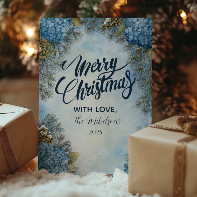 Tarjeta Festiva Navidades Hydrangea Pine Cones (Subido por el creador)