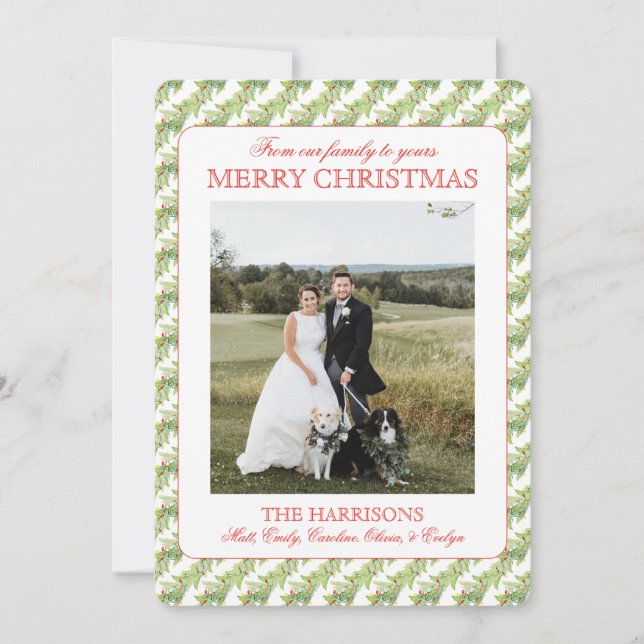 Tarjeta Festiva Navidades iluminan Garland One Photo Vintage (Anverso)