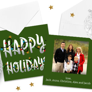Tarjeta Festiva Navidades iluminan la foto de Happy Holidays Squar